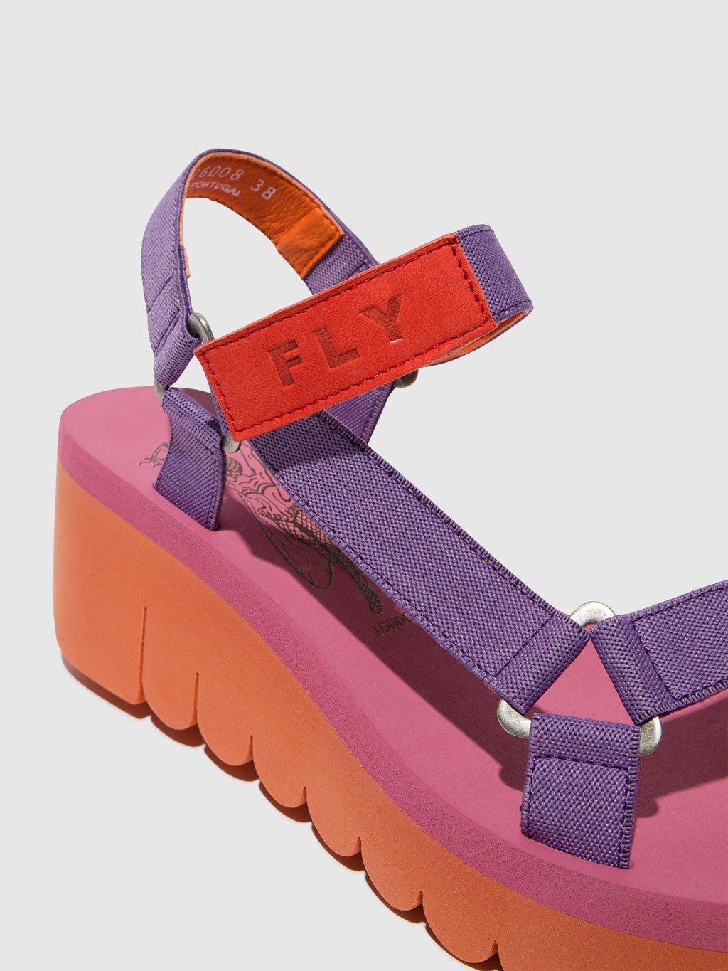 Velcro Sandals YEFA726FLY ORANGE/VIOLET (ROSE)