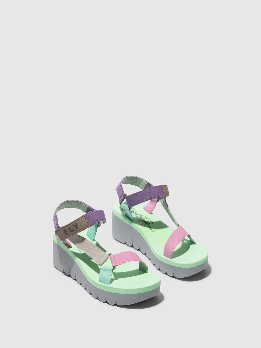 Velcro Sandals YEFA726FLY GREY/MULTICOLOR/SPEARMINT