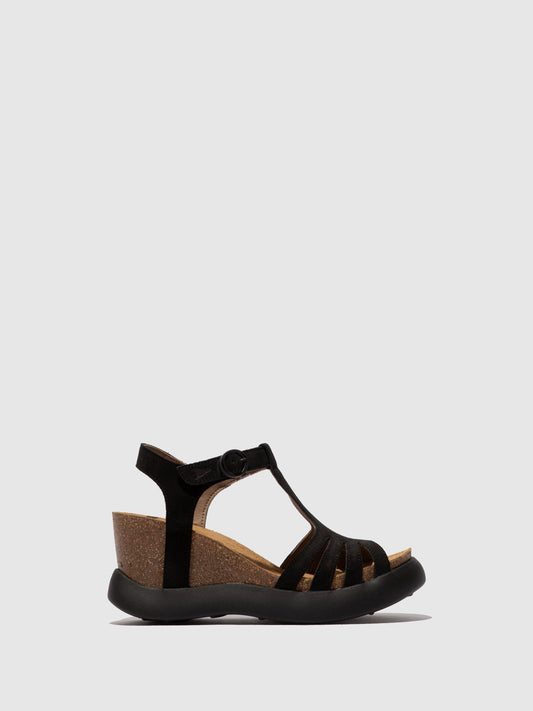 T-Strap-Sandalen GAIT959FLY WILDLEDER SCHWARZ
