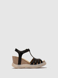 T-Strap Sandals GAIT959FLY Black Leather