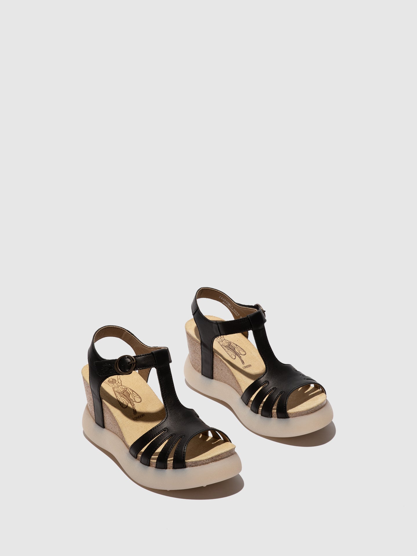T-Strap Sandals GAIT959FLY Black Leather