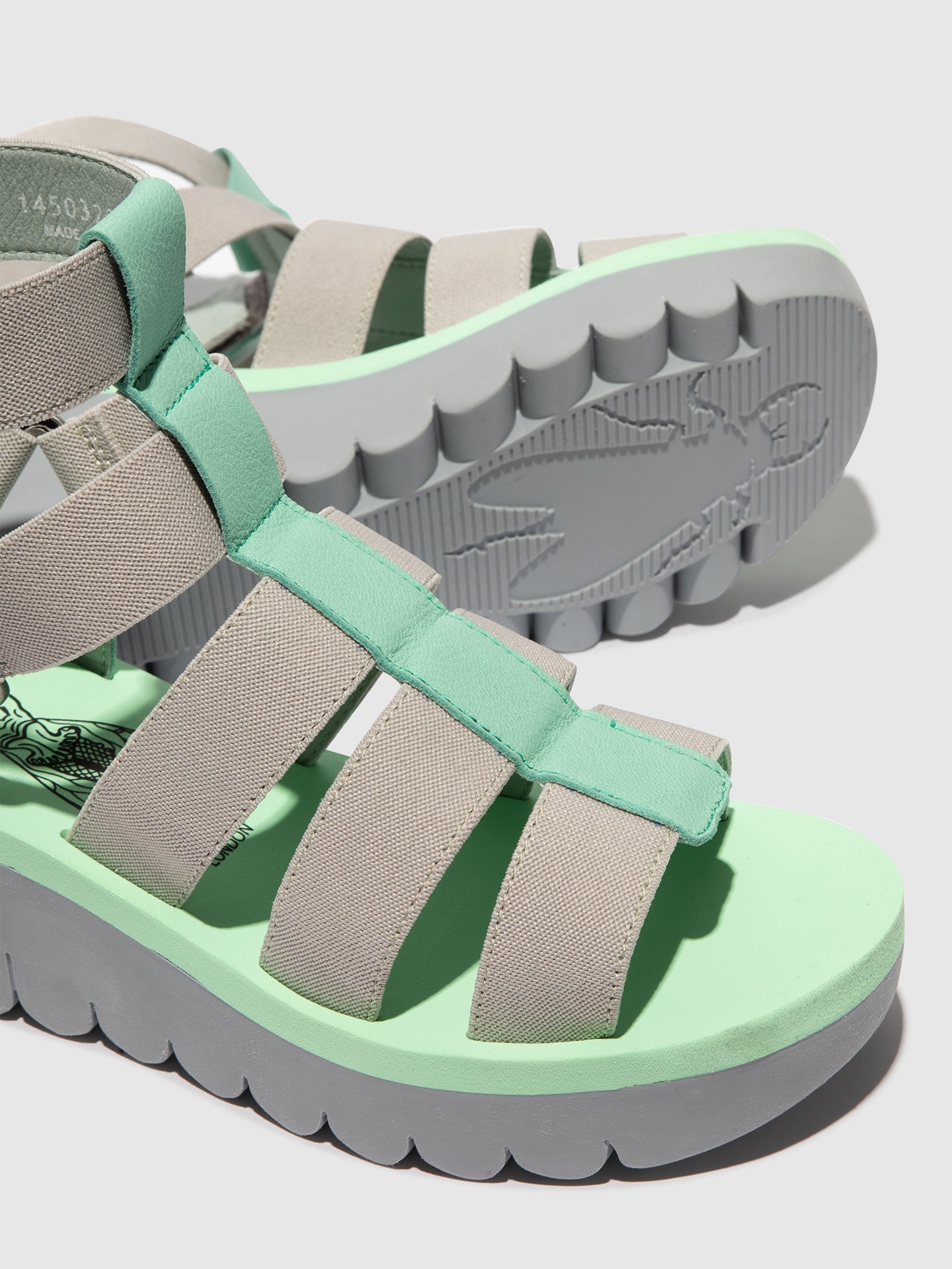 Strappy Sandals YUFI032FLY SPEARMINT/GREY/SPEARMINT