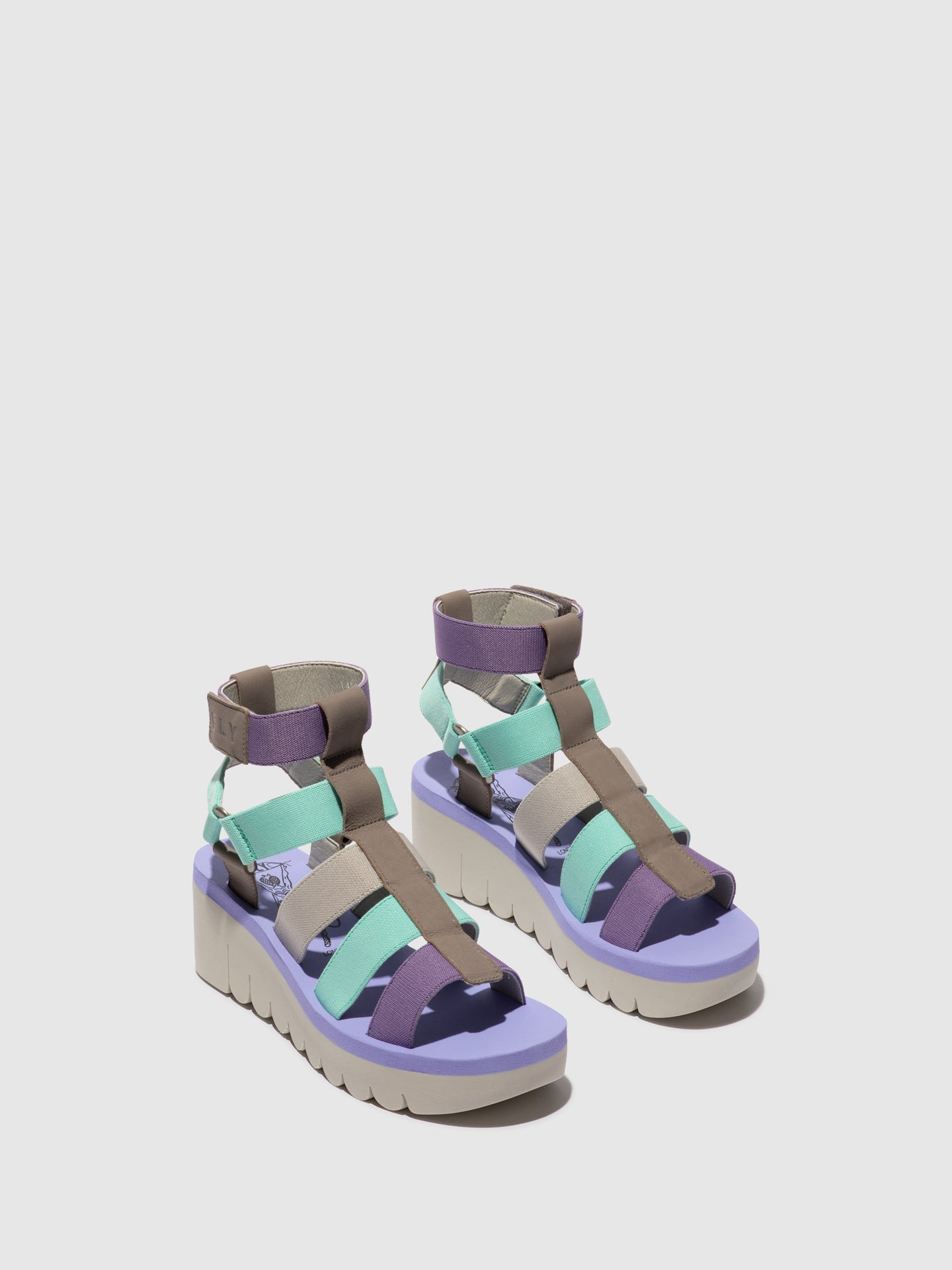 Strappy Sandals YUFI032FLY GREY/MULTICOLOR/VIOLET