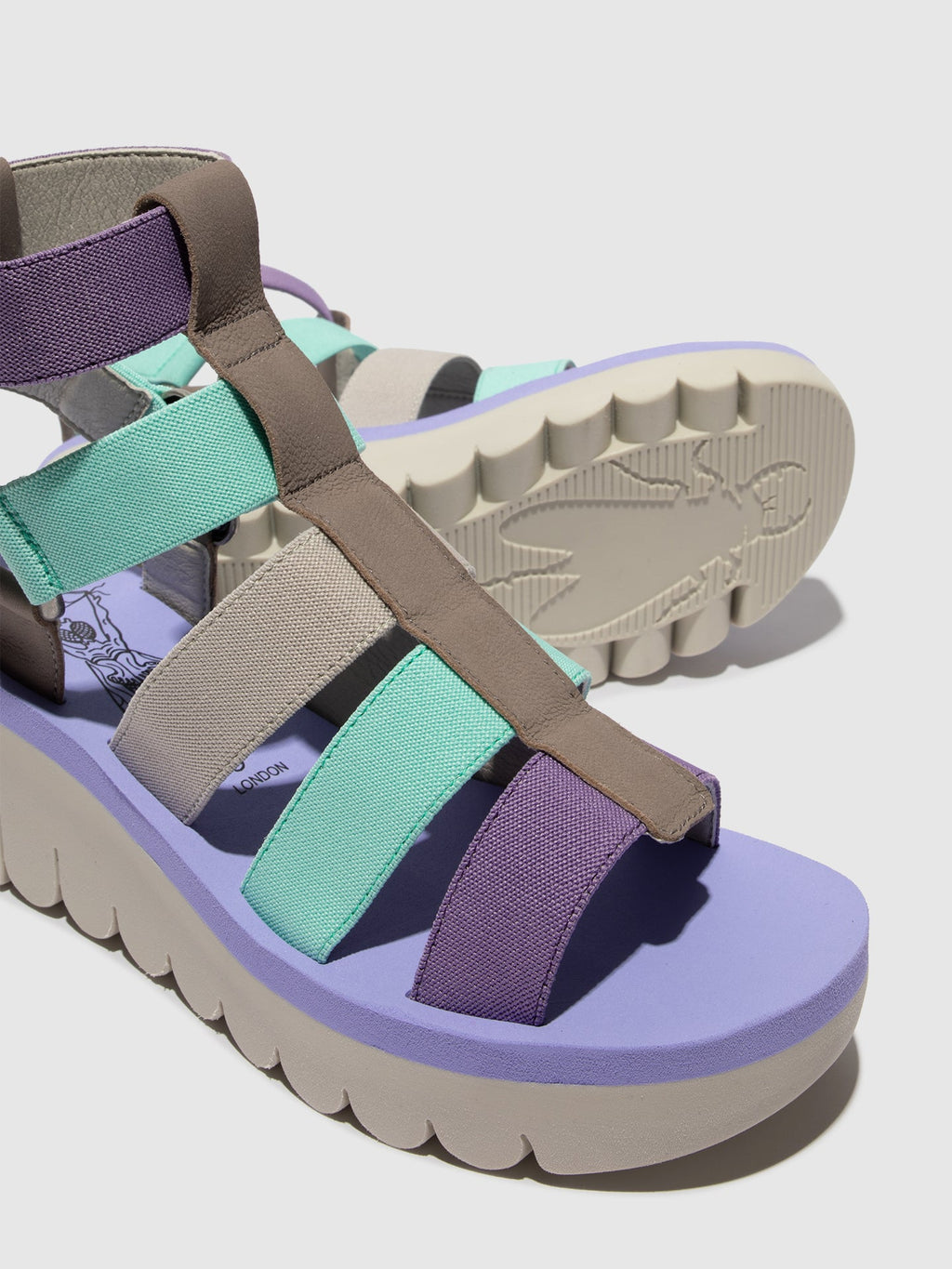 Strappy Sandals YUFI032FLY GREY/MULTICOLOR/VIOLET