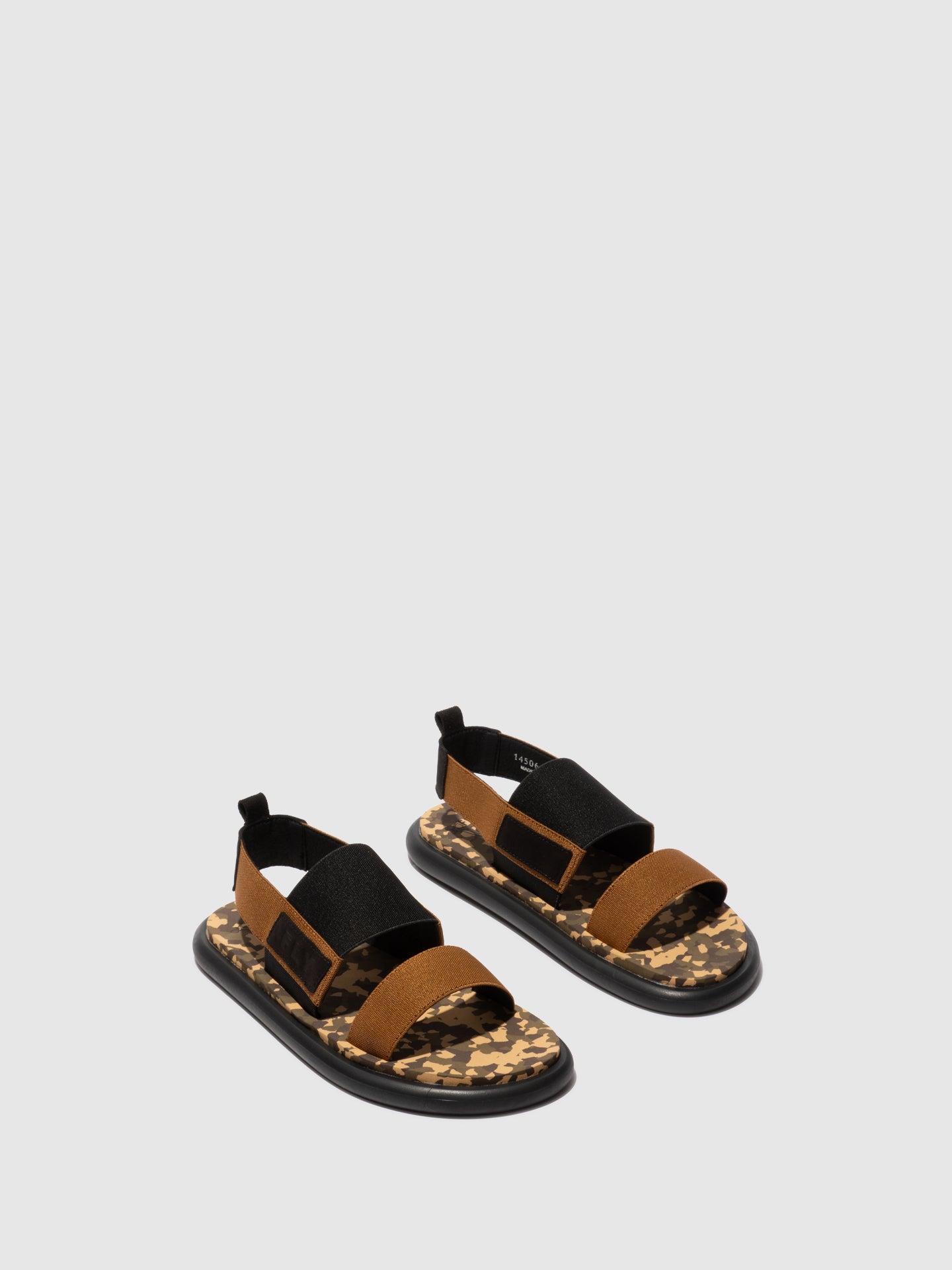 Sling-Back Sandals OICH064FLY BLACK/MUSTARD/CAMU