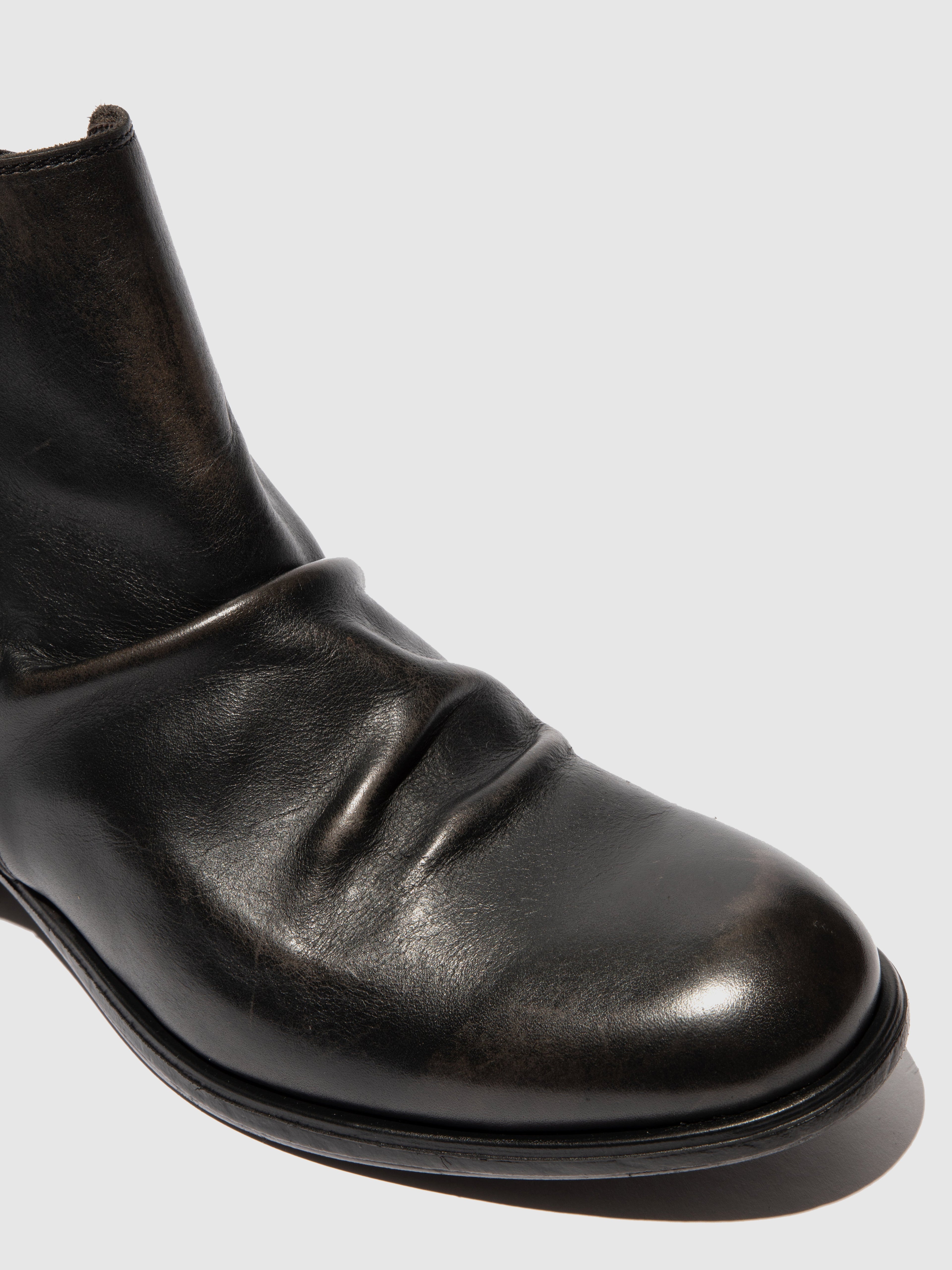 Zip Up Ankle Boots MOWI146FLY WASHED BLACK