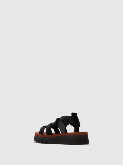 Slingback-Sandalen SAMB245FLY SCHWARZ/SCHWARZ/ZIEGELROT