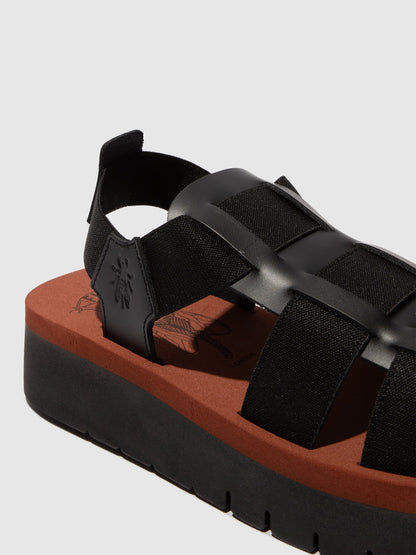 Slingback-Sandalen SAMB245FLY SCHWARZ/SCHWARZ/ZIEGELROT