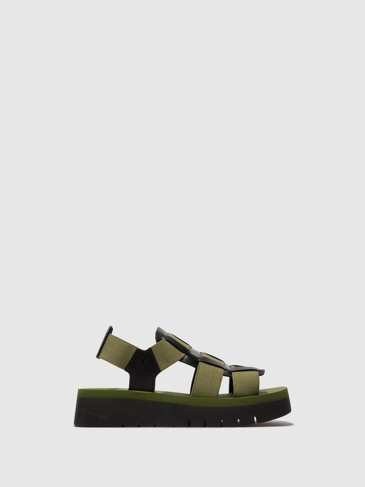 Sling-Back Sandalen SAMB245FLY SCHWARZ/ARMYGRÜN/ARMYGRÜN