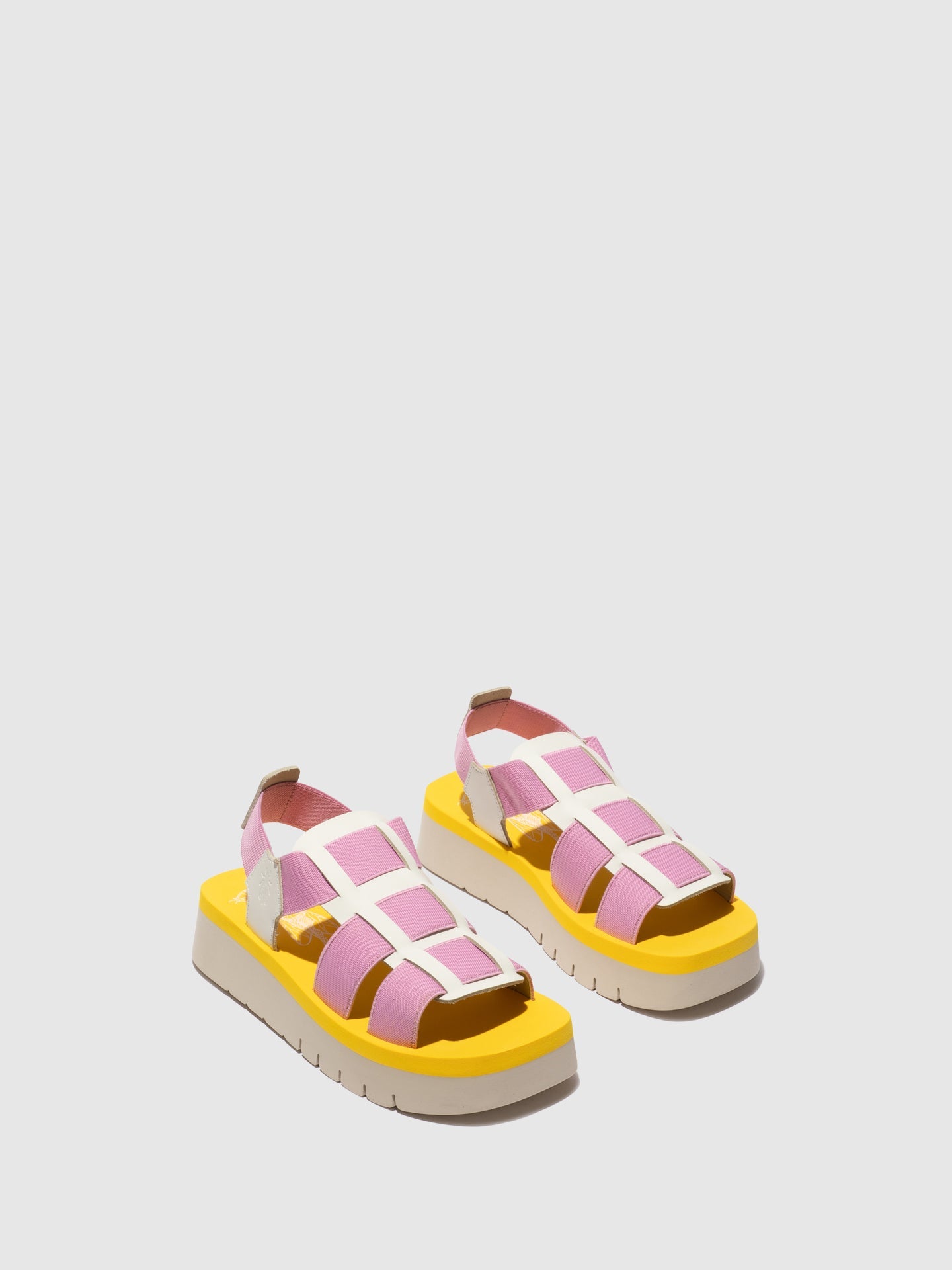 Sling-Back Sandals SAMB245FLY WHITE/BABY PINK/YELLOW