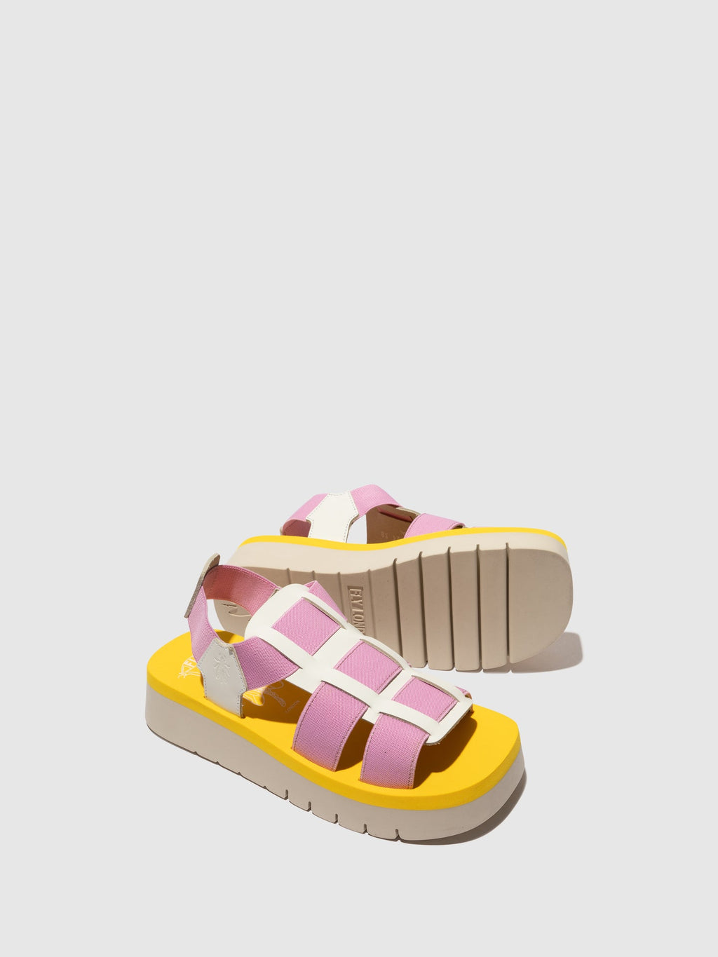 Sling-Back Sandals SAMB245FLY WHITE/BABY PINK/YELLOW