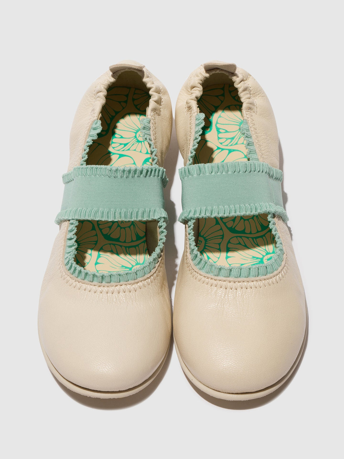 Elastische Ballerinas GECH253FLY OFFWHITE/SPEARMINT