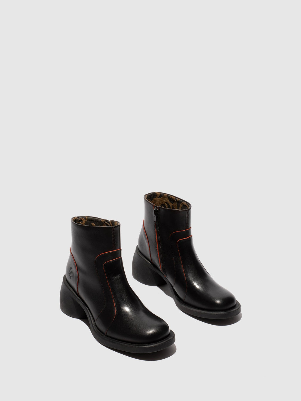 Zip Up Ankle Boots HEWI304FLY BLACK/RED