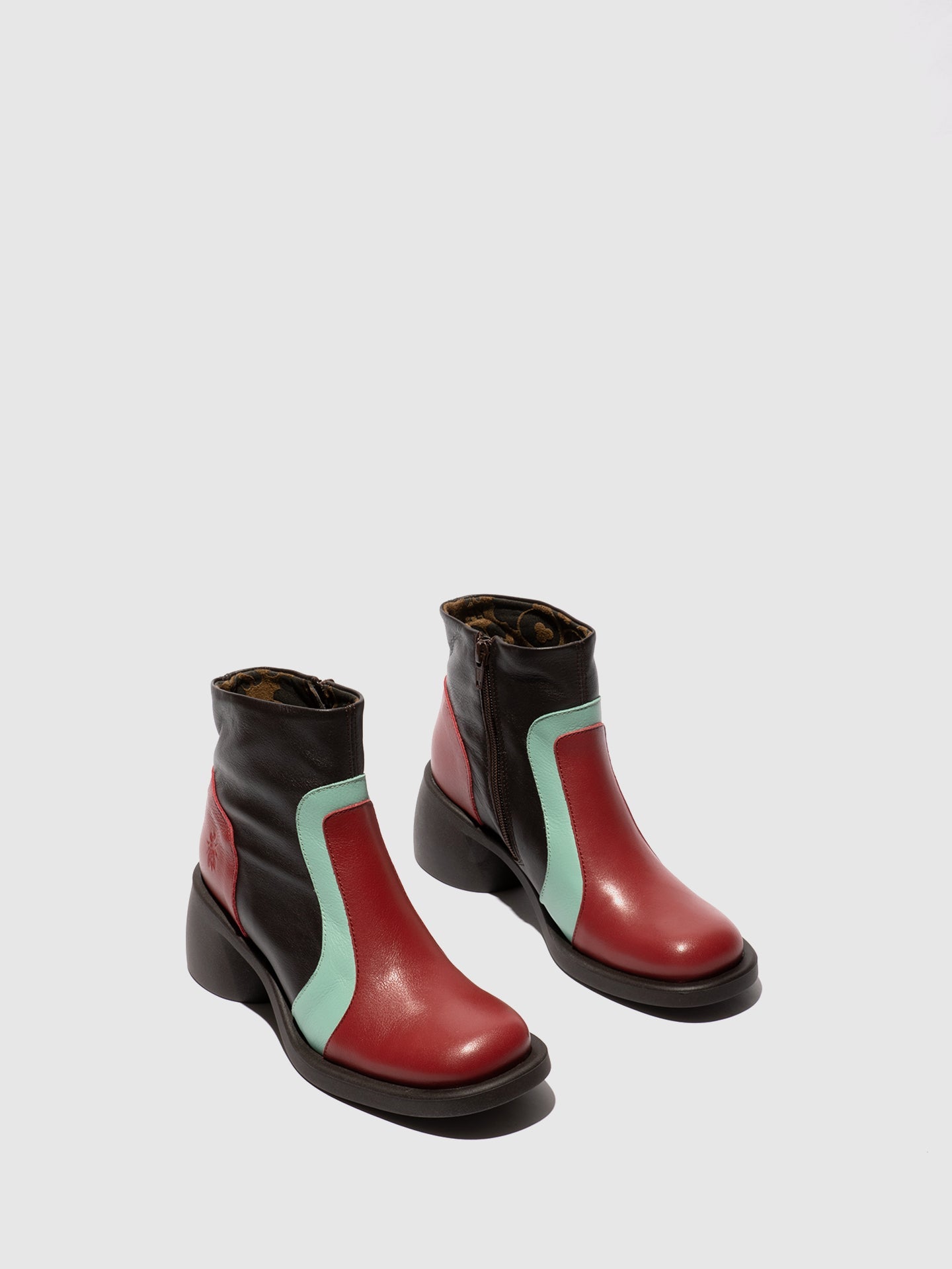 Zip Up Ankle Boots HEWI304FLY INTENSE RUST/DK MINT/DK BROWN