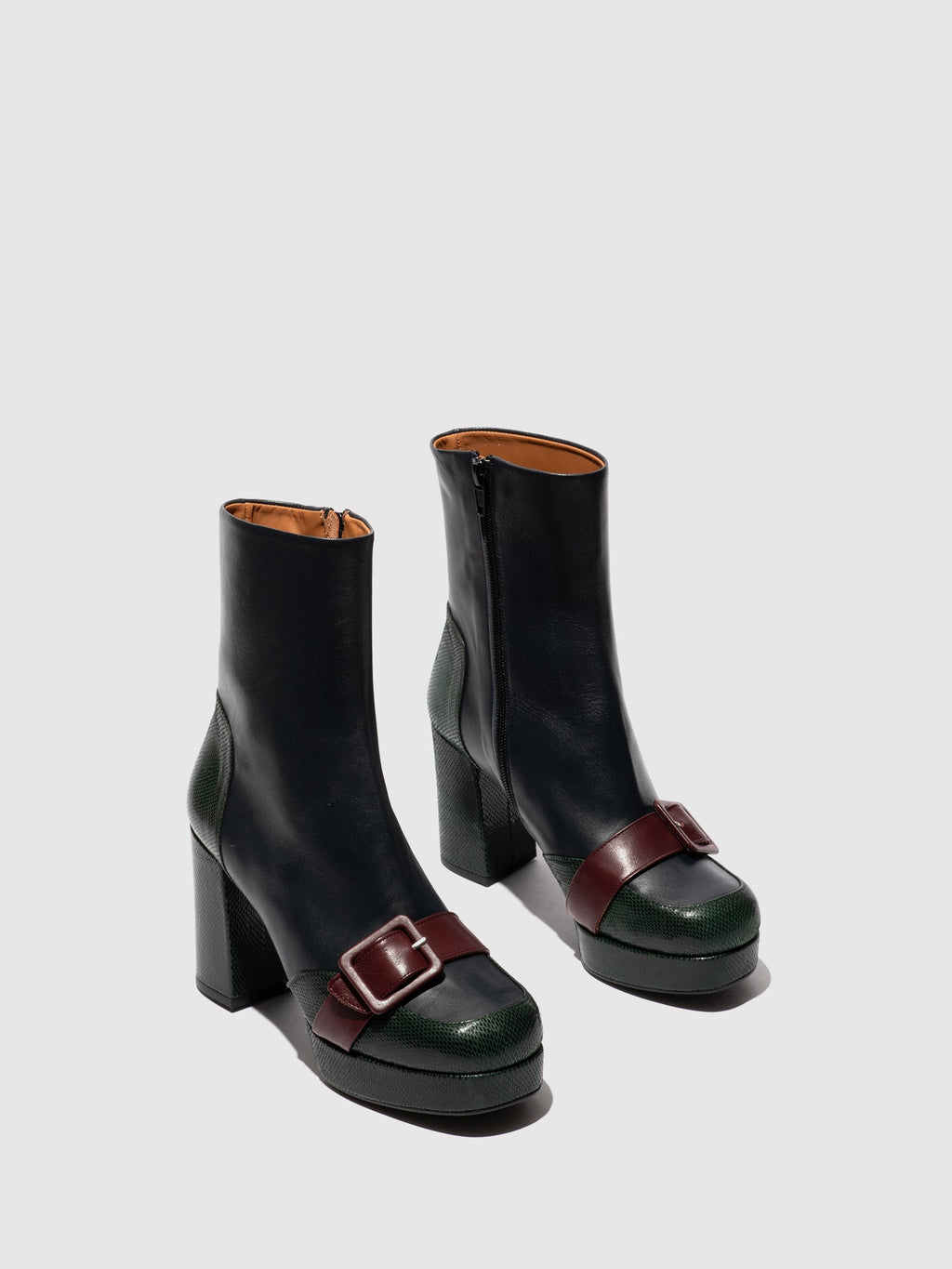 Zip Up Ankle Boots EFOL352FLY EMERALD/NAVY/PURPLE