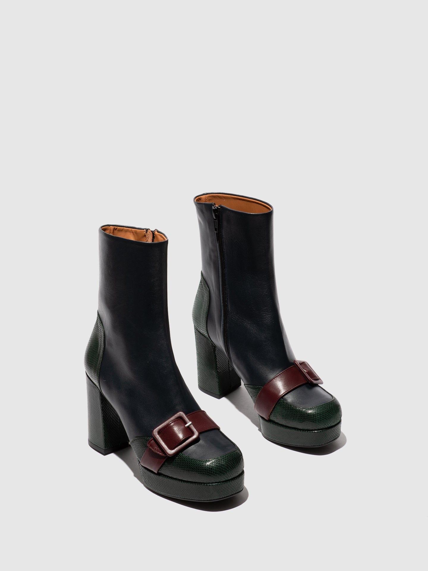 Zip Up Ankle Boots EFOL352FLY EMERALD/NAVY/PURPLE