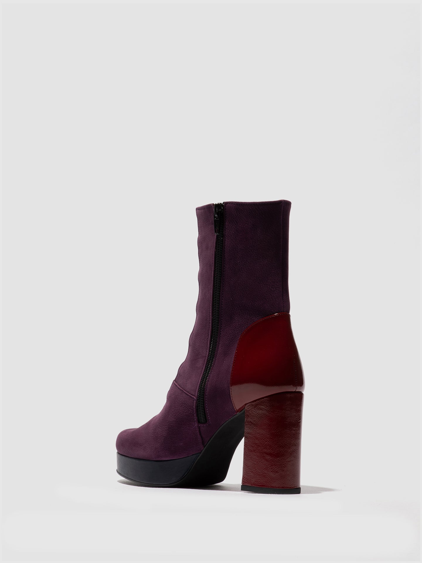 Zip Up Ankle Boots EVIK353FLY PURPLE/INT.RUST/NAVY