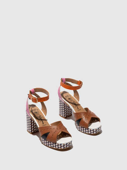 Buckle-Sandalen EBAN454FLY CAMEL/NAVY/ORANGE/PINK/WEISS