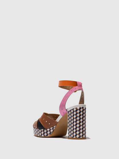 Buckle-Sandalen EBAN454FLY CAMEL/NAVY/ORANGE/PINK/WEISS