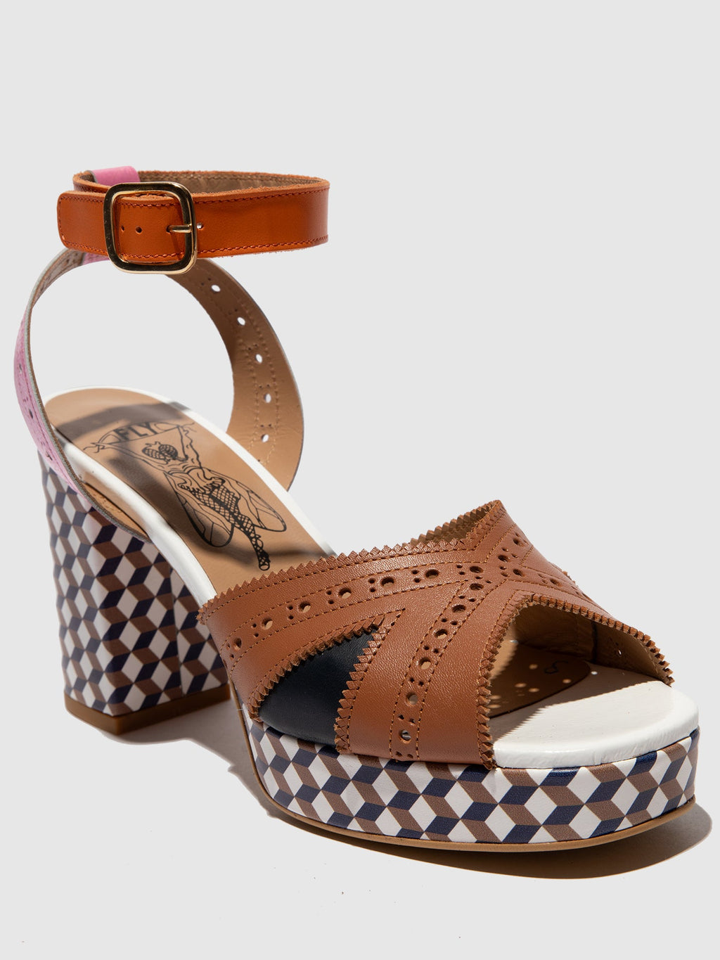 Buckle Sandals EBAN454FLY CAMEL/NAVY/ORANGE/PINK/WHITE