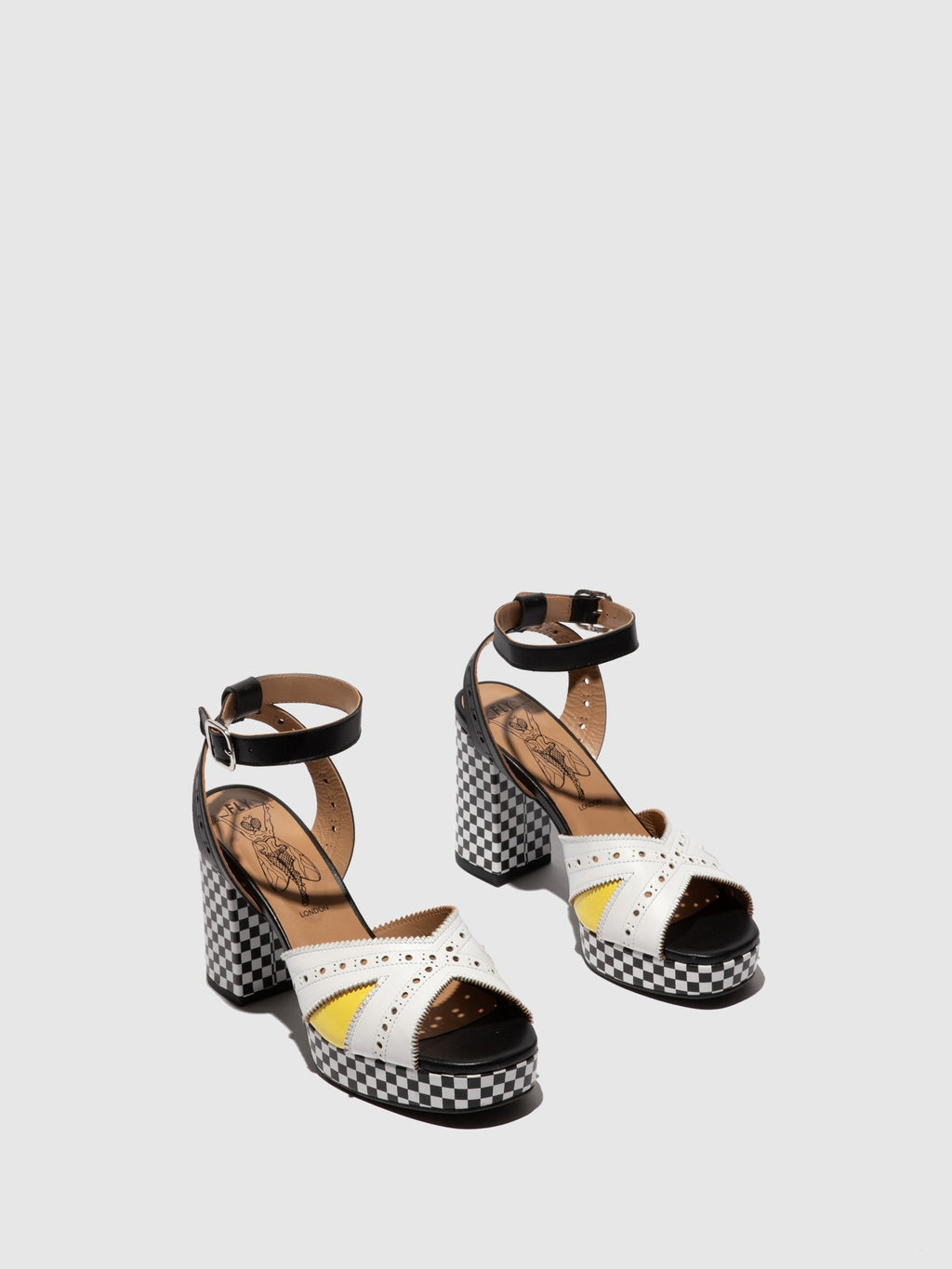 Buckle Sandals EBAN454FLY WHITE/LEMON/BLACK