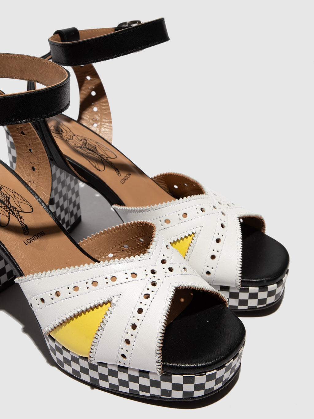 Buckle Sandals EBAN454FLY WHITE/LEMON/BLACK
