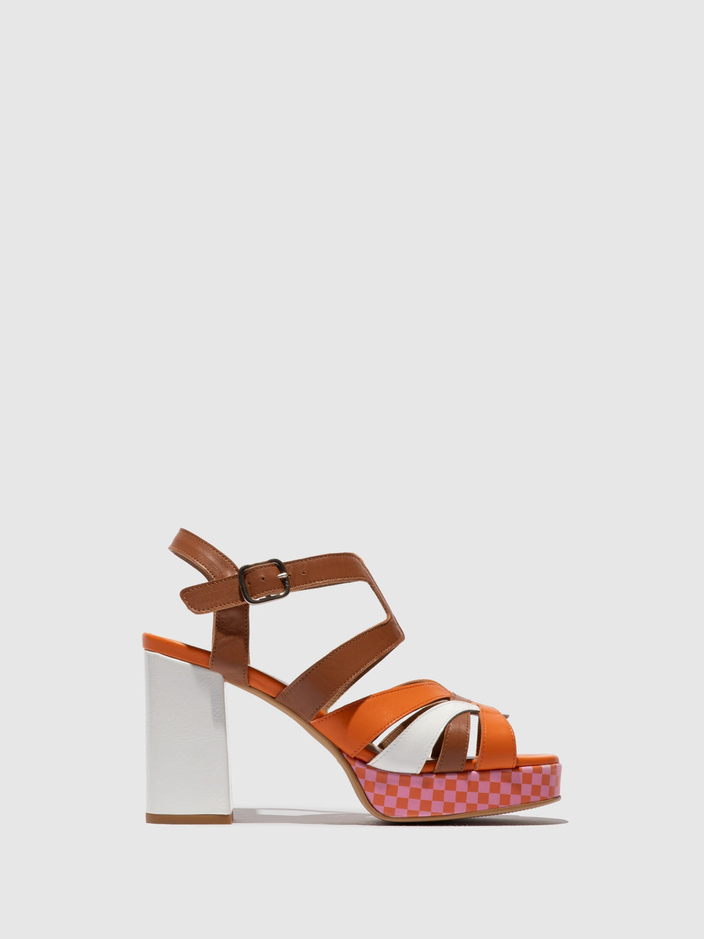 Buckle Sandals ETIR455FLY WHITE/ORANGE/CAMEL