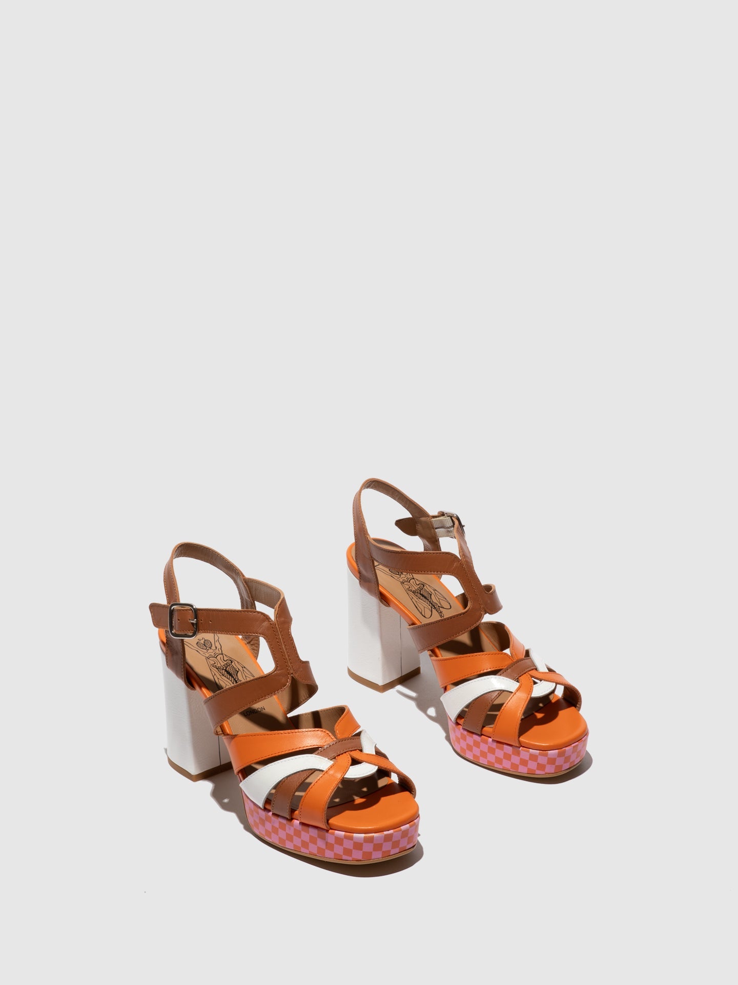 Buckle Sandals ETIR455FLY WHITE/ORANGE/CAMEL