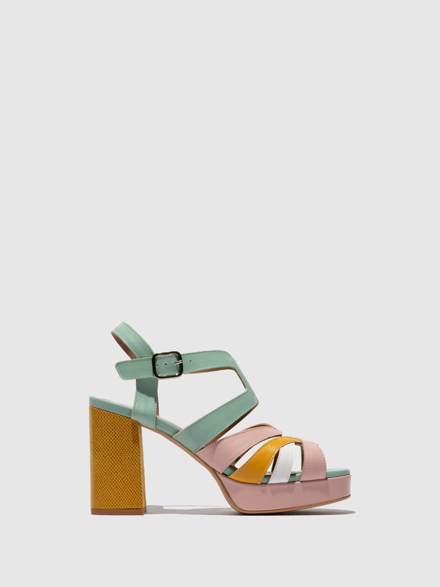 Buckle Sandals ETIR455FLY YELLOW/PALE PINK/WHITE/SPEARMINT
