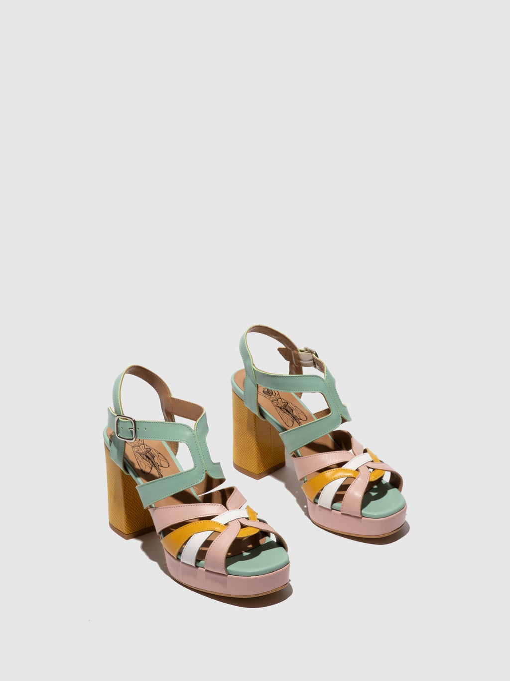 Buckle Sandals ETIR455FLY YELLOW/PALE PINK/WHITE/SPEARMINT