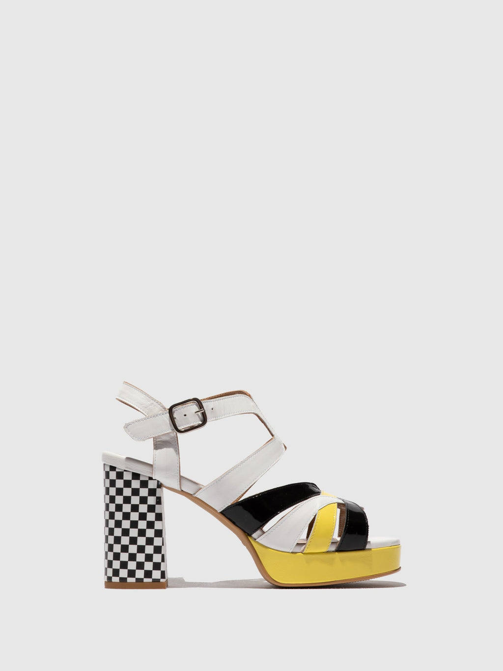 Buckle Sandals ETIR455FLY WHITE/BLACK/LEMON