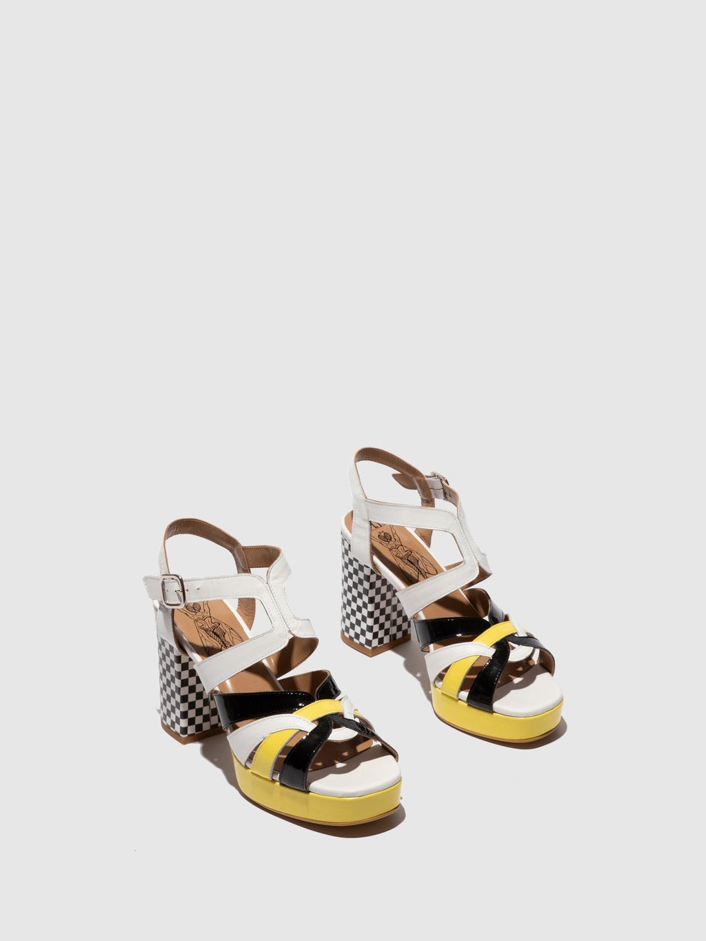 Buckle Sandals ETIR455FLY WHITE/BLACK/LEMON