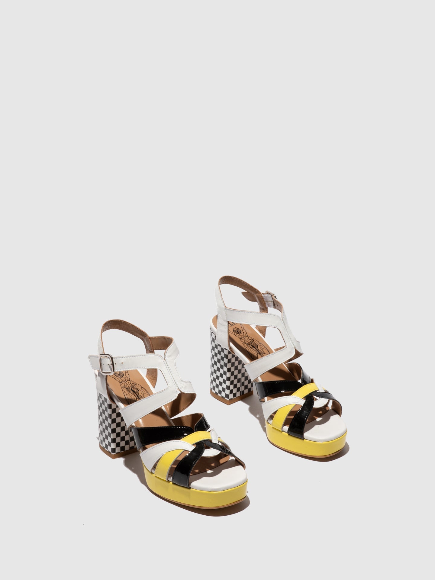 Buckle Sandals ETIR455FLY WHITE/BLACK/LEMON