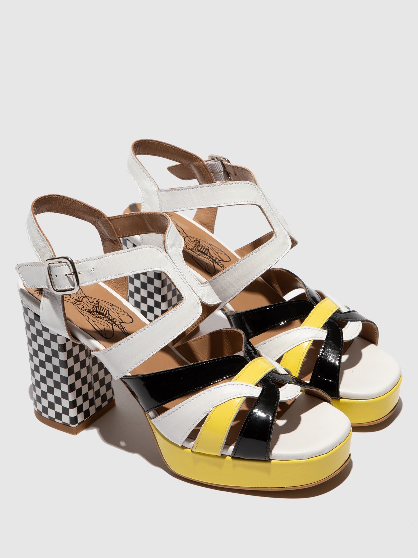 Buckle Sandals ETIR455FLY WHITE/BLACK/LEMON