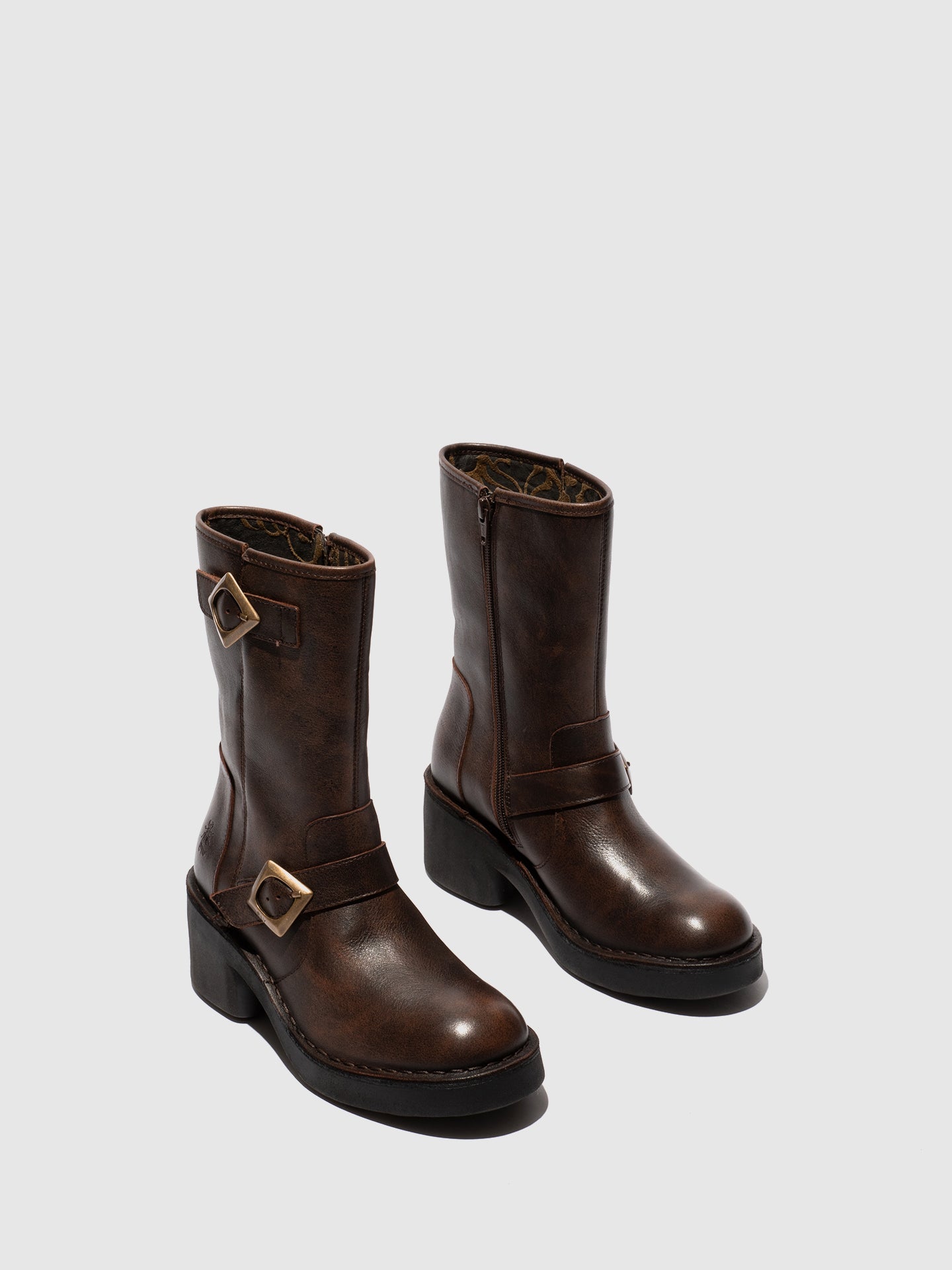 Zip Up Ankle Boots NATY192FLY DK. BROWN