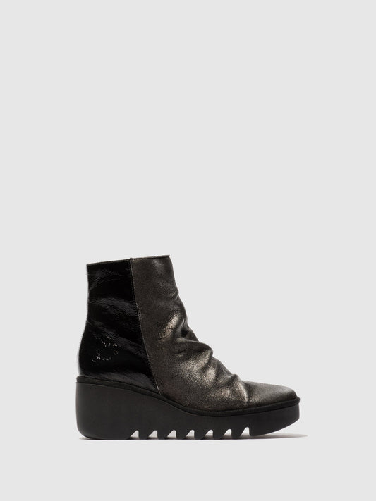 Zip-Up Ankle Boots BAAN538FLY SILBER/SCHWARZ