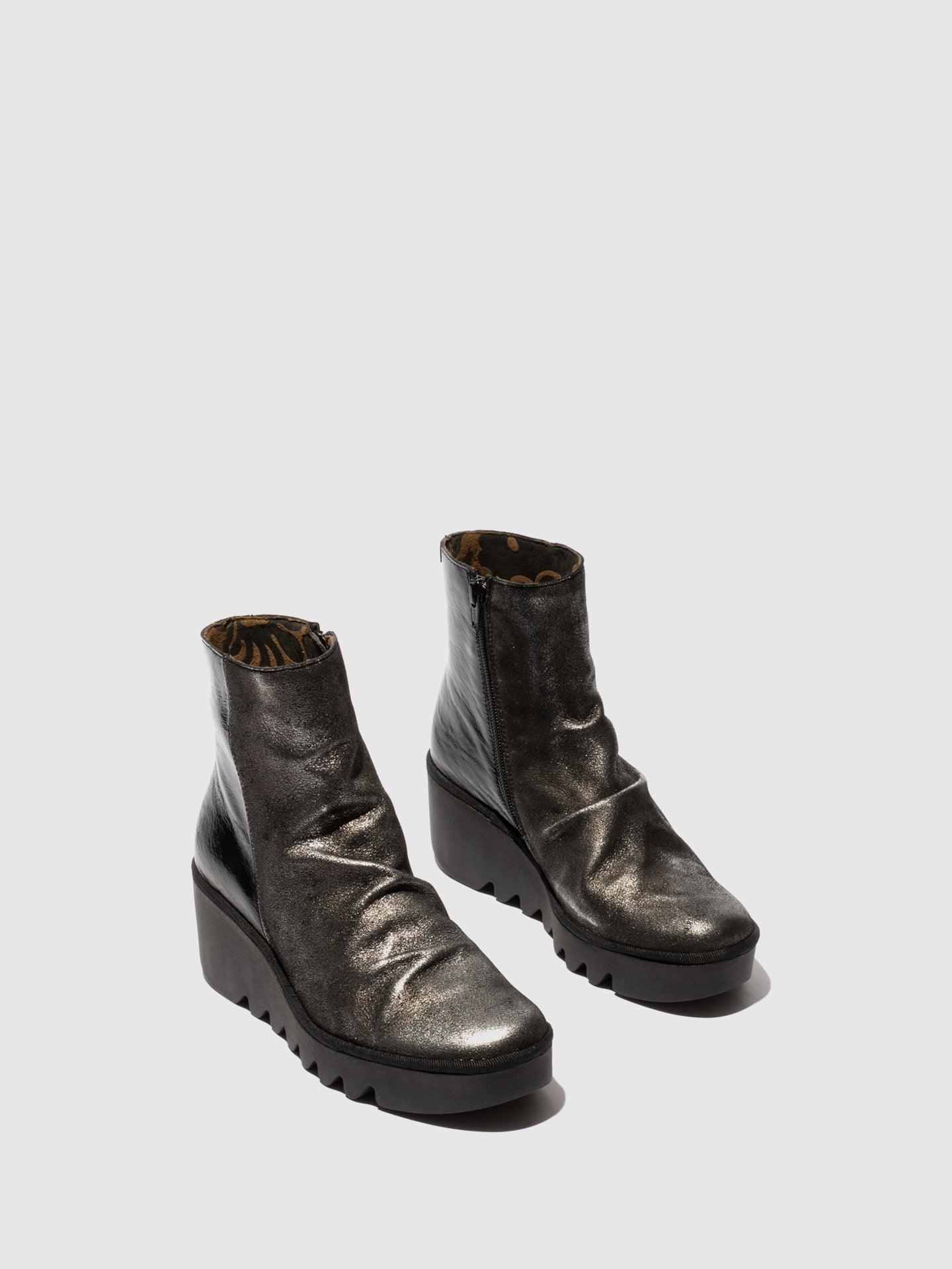 Zip Up Ankle Boots BAAN538FLY SILVER/BLACK