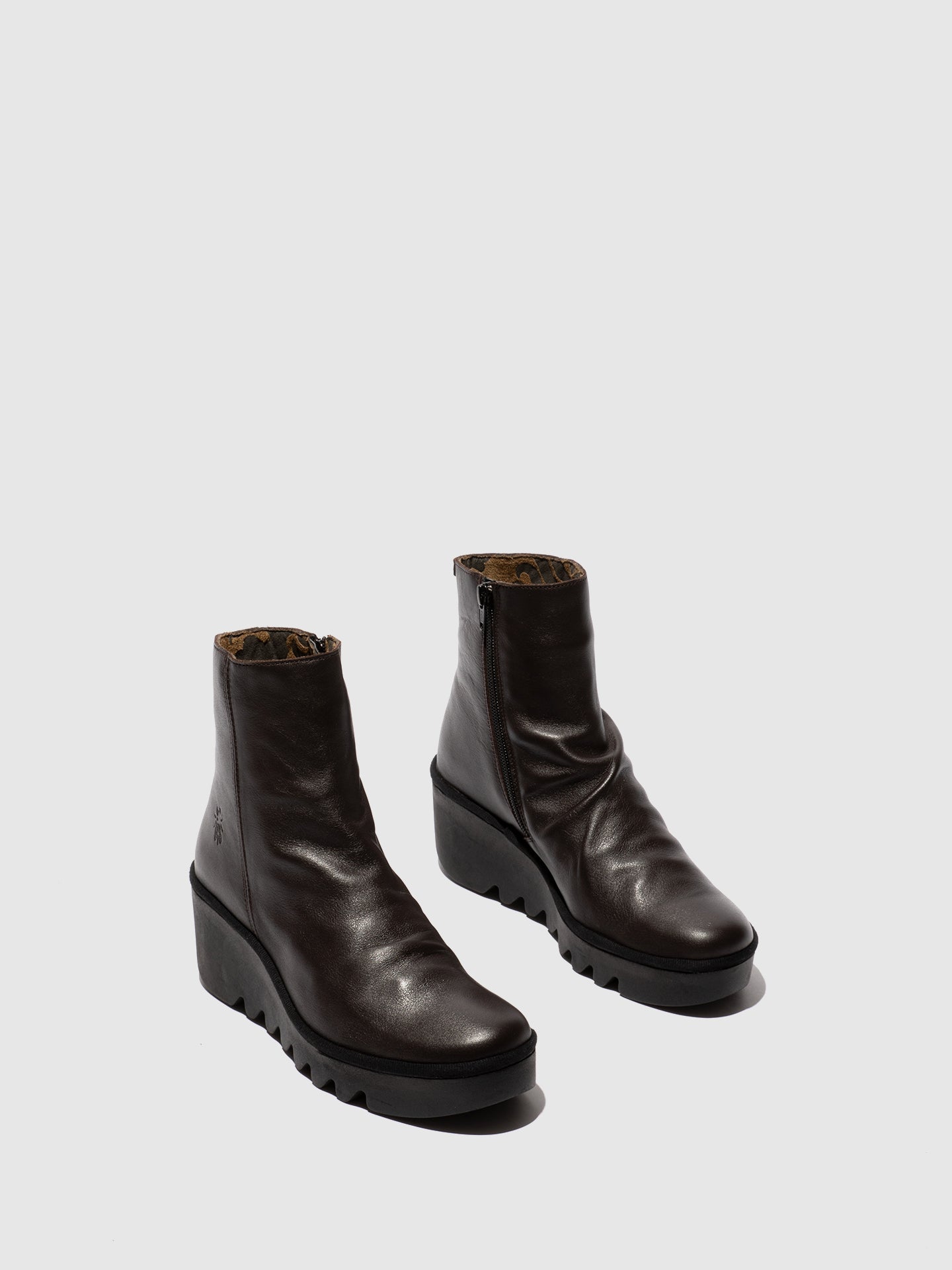 Zip Up Ankle Boots BAAN538FLY DK. BROWN
