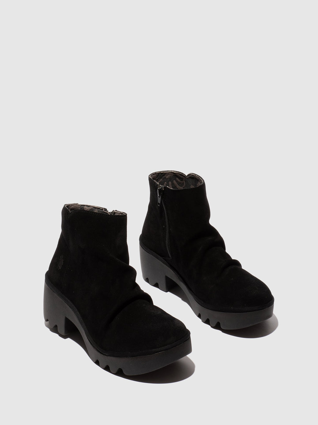 Zip Up Ankle Boots TULP592FLY OIL SUEDE BLACK