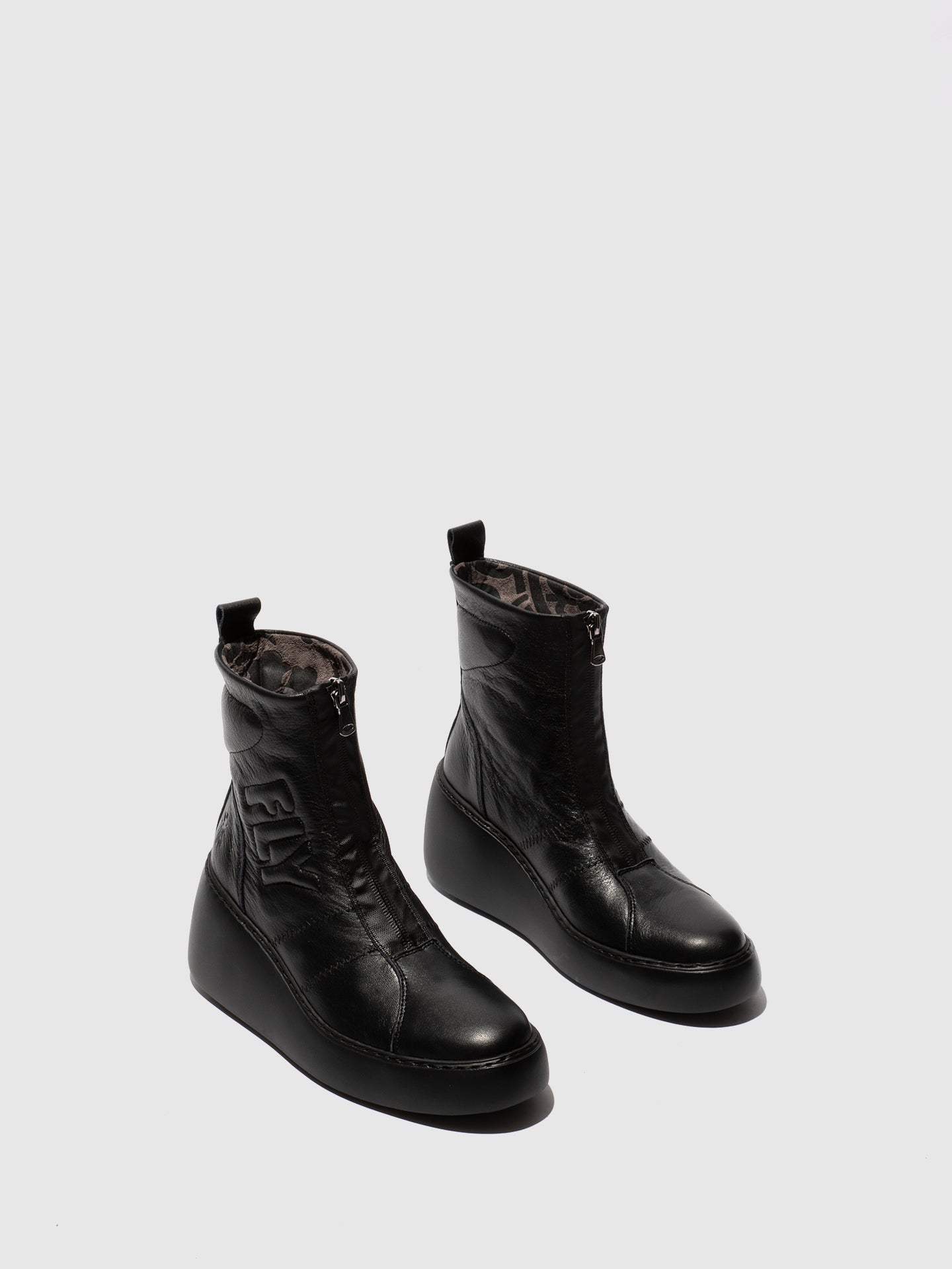 Zip Up Ankle Boots DRIM646FLY VELVET BLACK