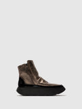 Zip Up Ankle Boots FABY728FLY DK. GOLD/BLACK
