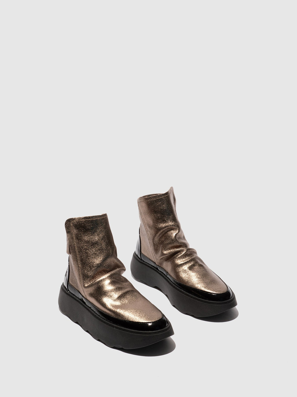 Zip Up Ankle Boots FABY728FLY DK. GOLD/BLACK