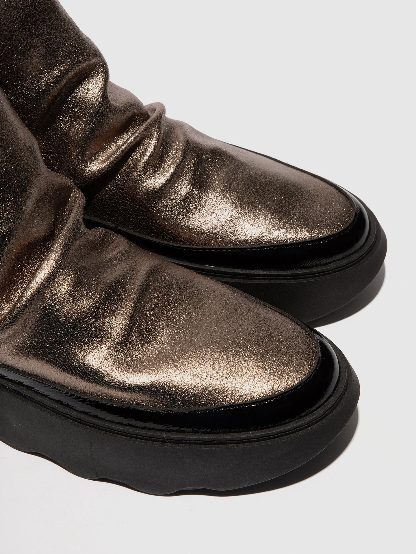 Zip Up Ankle Boots FABY728FLY DK. GOLD/BLACK