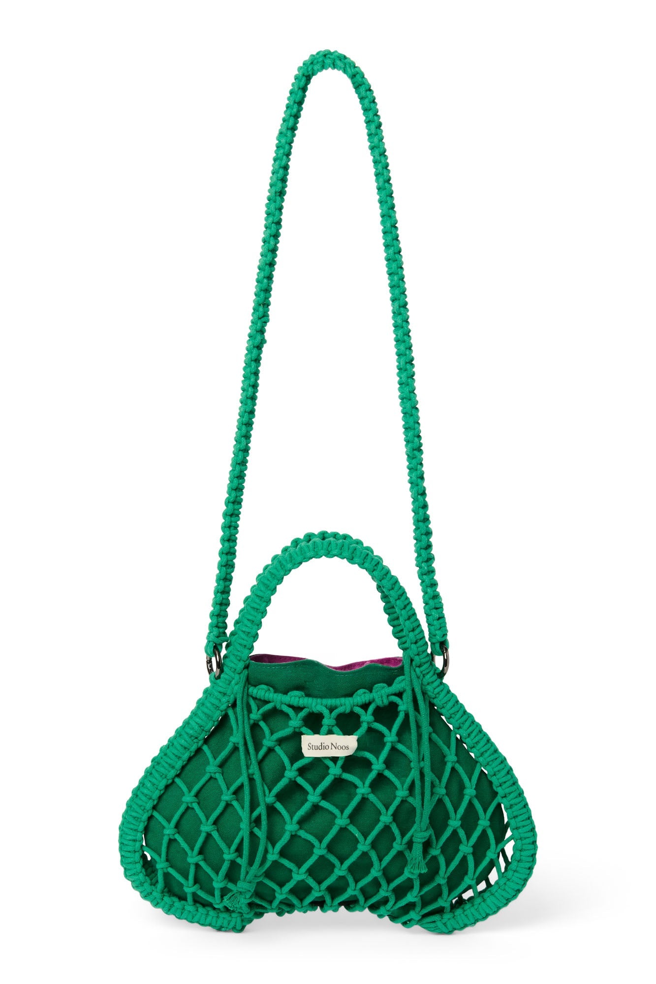 Purple-Green Reversible Insert | Green Macramé Mini Handbag with