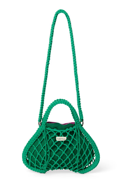 Purple-Green Reversible Insert | Green Macramé Mini Handbag with