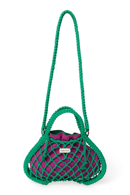 Purple-Green Reversible Insert | Green Macramé Mini Handbag with