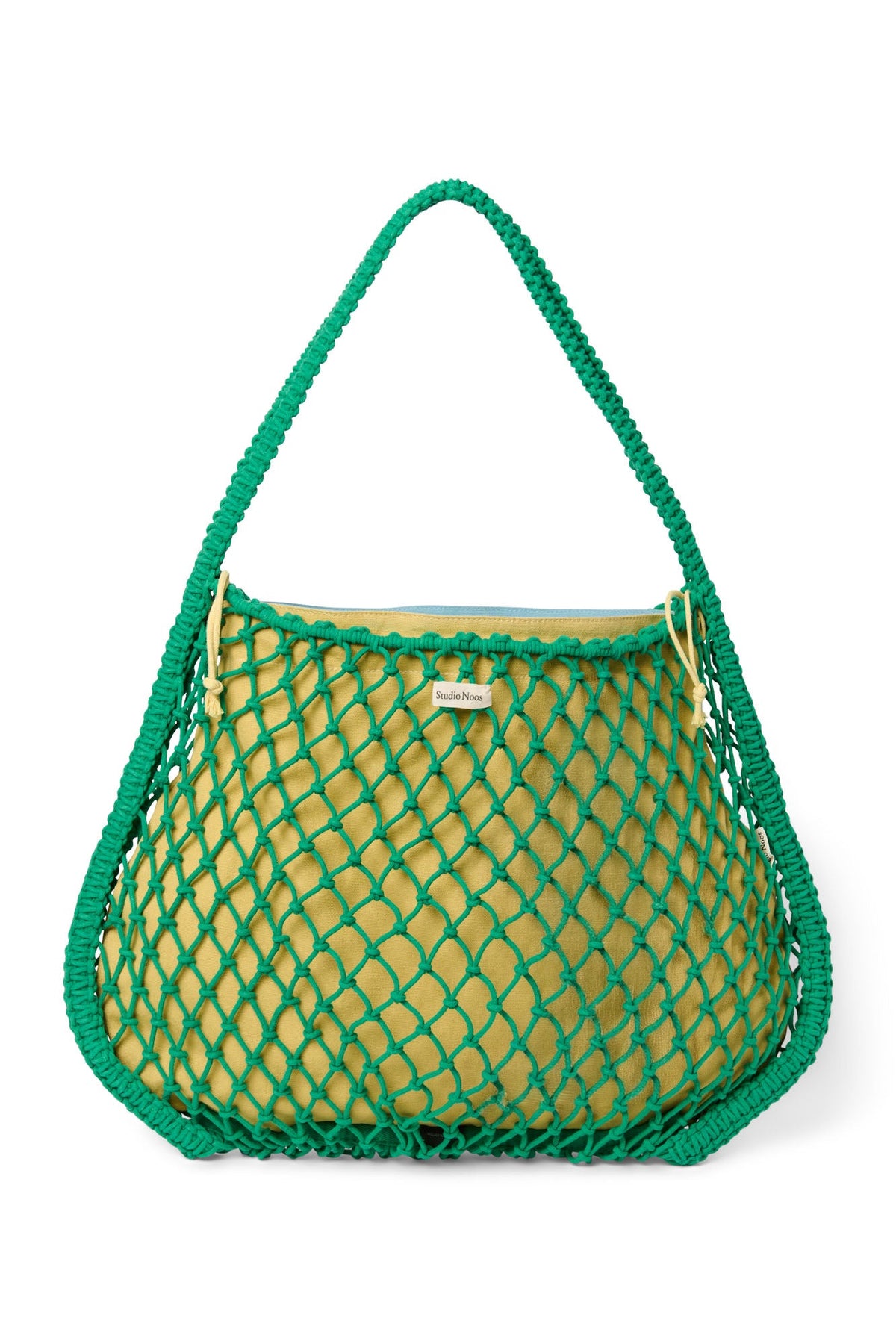 Blue-Yellow Reversible Insert | Green Macramé Mom Bag with