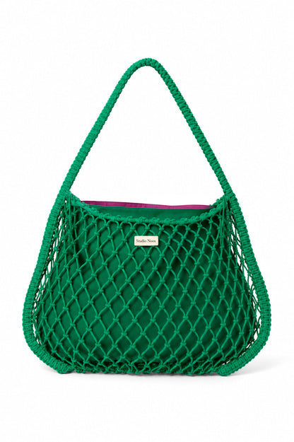 Purple-Green Reversible Insert | Green Macramé Mom Bag with