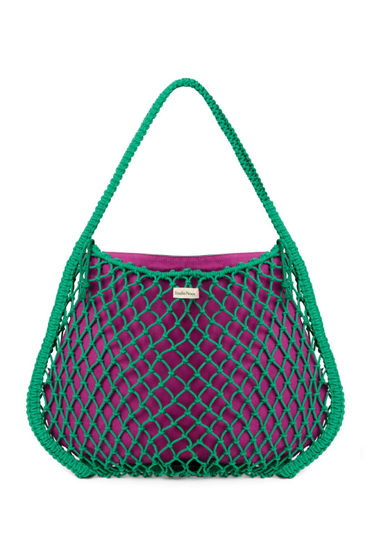 Purple-Green Reversible Insert | Green Macramé Mom Bag with
