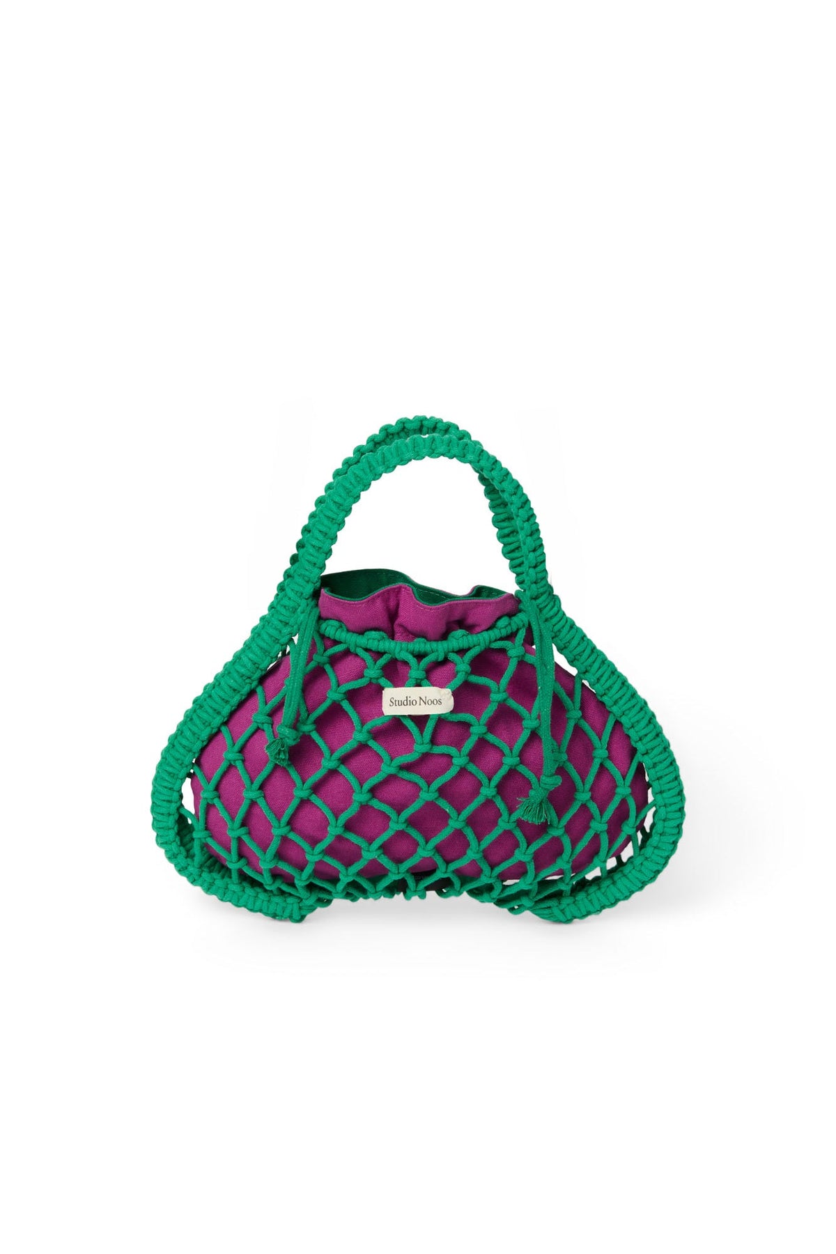 Purple-Green Reversible Insert | Green Macramé Mini Handbag with